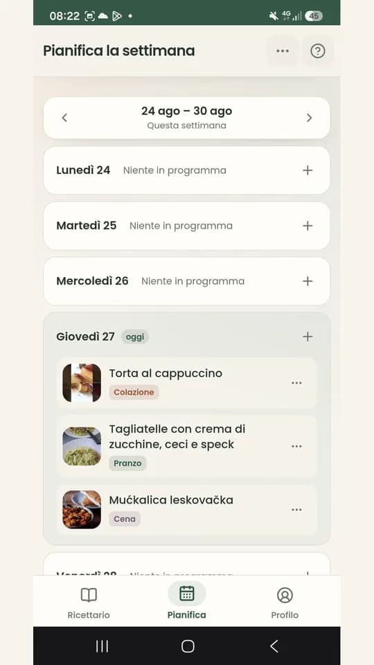 Organizza la settimana
